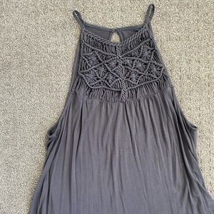 American Eagle charcoal gray macrame halter- Large